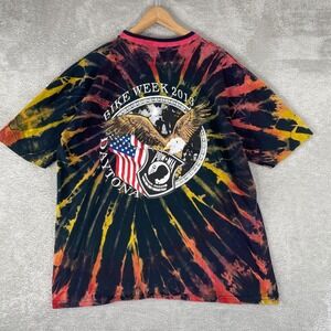 Daytona Bike Week Shirt Mens XL Black Tie Dye Eagle Motorcycle Event 2013 Y2K